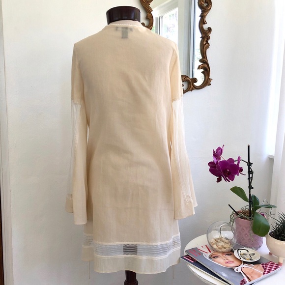Cream Colored Lightweight Sheer Lace Detail Dress - Picture 5 of 7